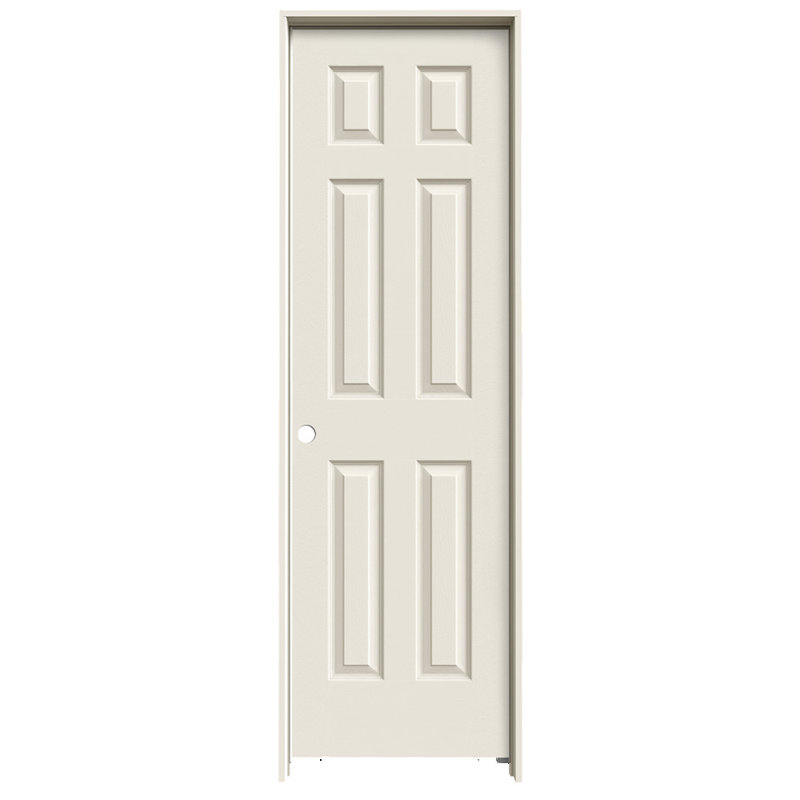 Molded 6-Panel Textured Colonist Manufactured Wood Primed Prehung Interior Standard Door, 24" x 80", Right