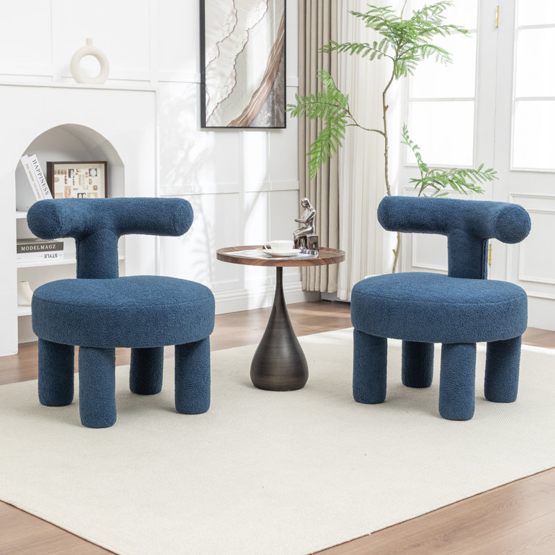 Bula Upholstered Barrel Chair, Navy, Teddy