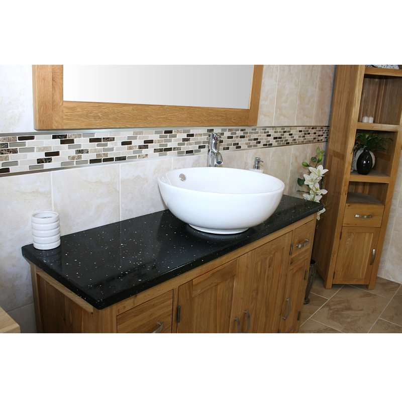 Amani 1231mm Single Bathroom Vanity with Vessel Ceramic Basin, Black