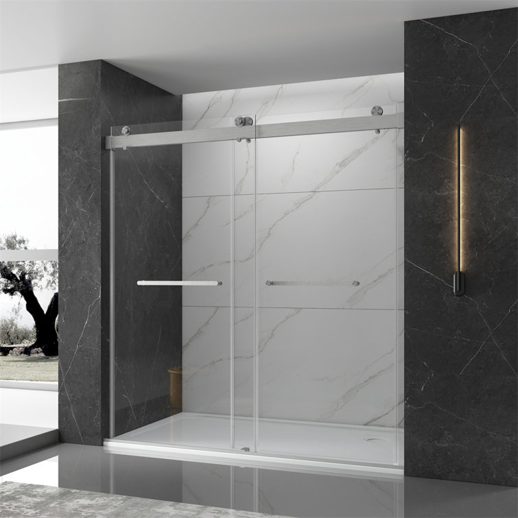 60'' W 76'' H Frameless Rectangle Reversible Shower Stall