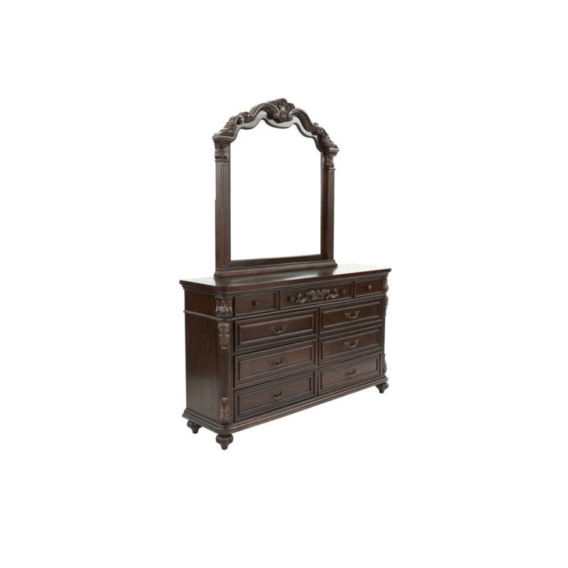 Commode de style traditionnel traditionnel avec tiroirs à miroir et meubles de chambre à coucher