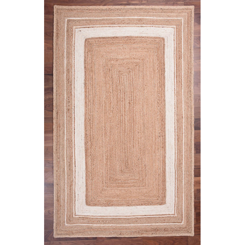 Tapis beige tressé à la main Fiona, Rectangle 2 pi x 3 pi
