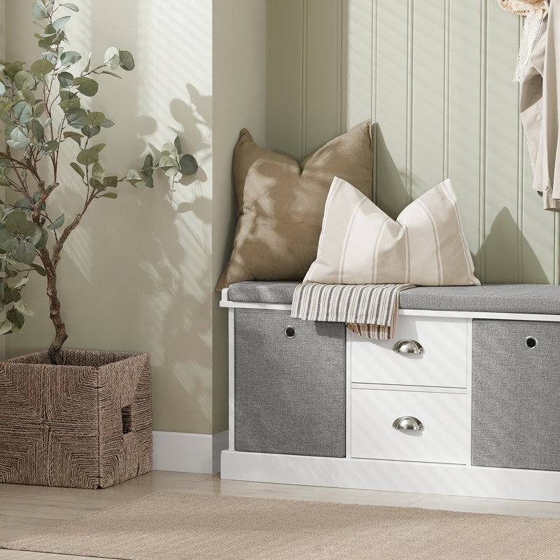 Raine Upholstered Storage Bench, White