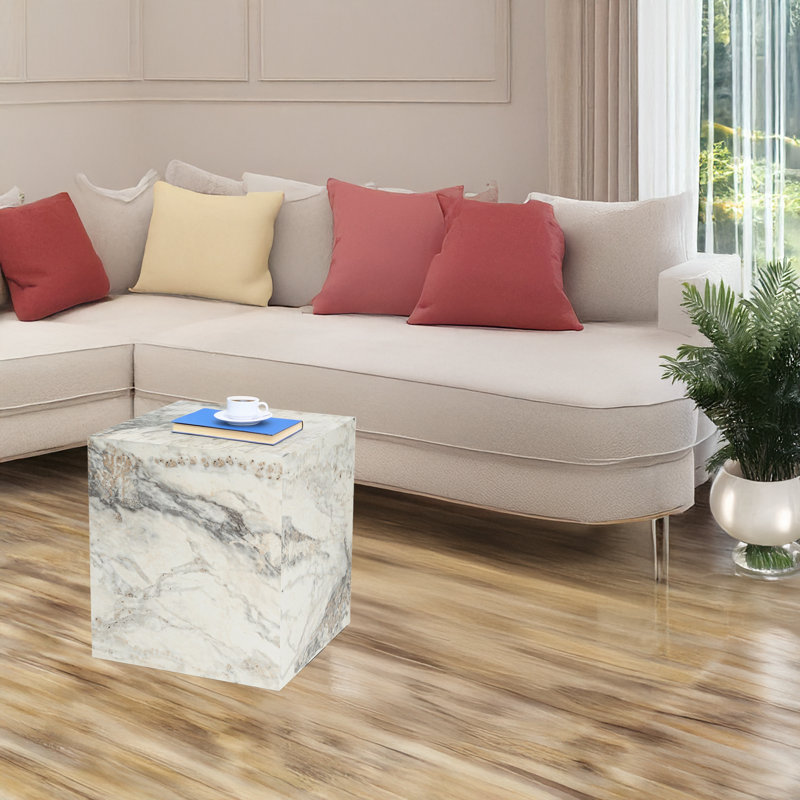 Marble Style Cube End Table