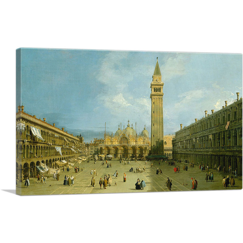 «Piazza San Marco 1729» par Canaletto, reproduction d'art sur toile tendue, H 18 po x l 26 po x P 0,75 po
