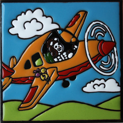 TalaMex The Pilot. Day-Of-The-Dead Clay Tile