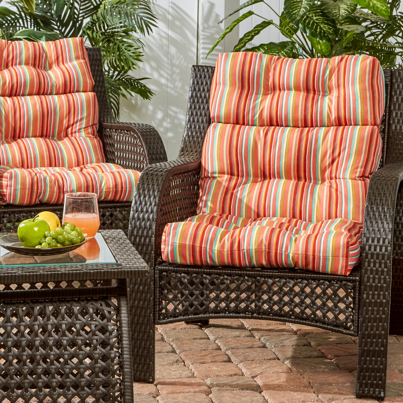 Lester Outdoor High Back Chair Cushion, Watermelon Stripe, 2