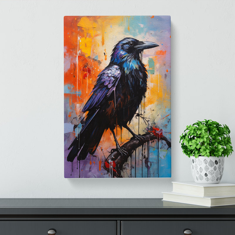 Raven Gestural - No Frame Print, 60cm H x 40cm W x 3cm D