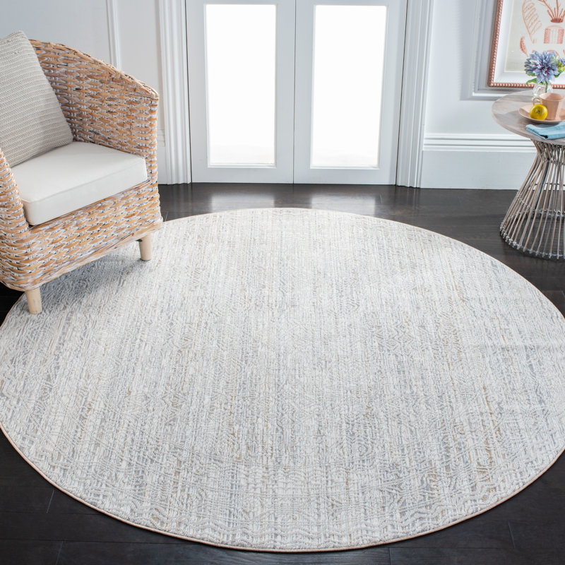 Ivory Beige Hand-Knotted Wool Viscose Area Rug 4'x6'