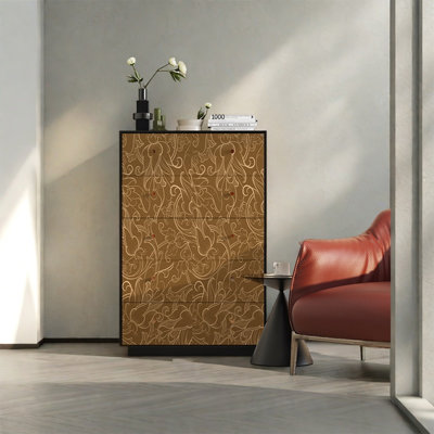 Armoire de rangement en bois de noyer avec tiroirs spacieux