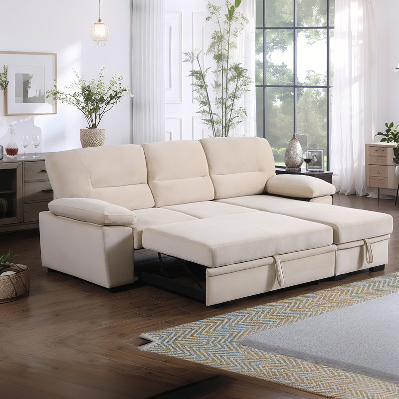 Canapé-lit modulaire en velours réversible 97,5 po