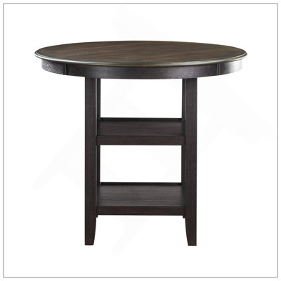 Brown And Black White Finish 1Pc Counter Height Table With 2X Display Shelves Transitional Style Furniture