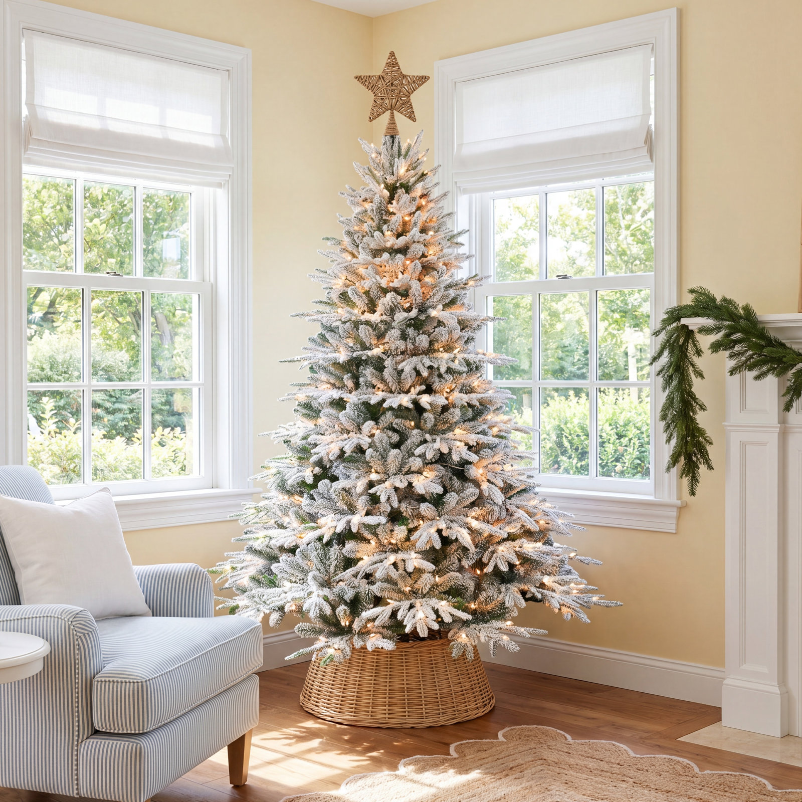 5FT Unlit Blue Spruce Artificial Christmas Tree with 1197 PE&PVC Branch Tips,Full Hinged Xmas Tree with Foldable, 9'