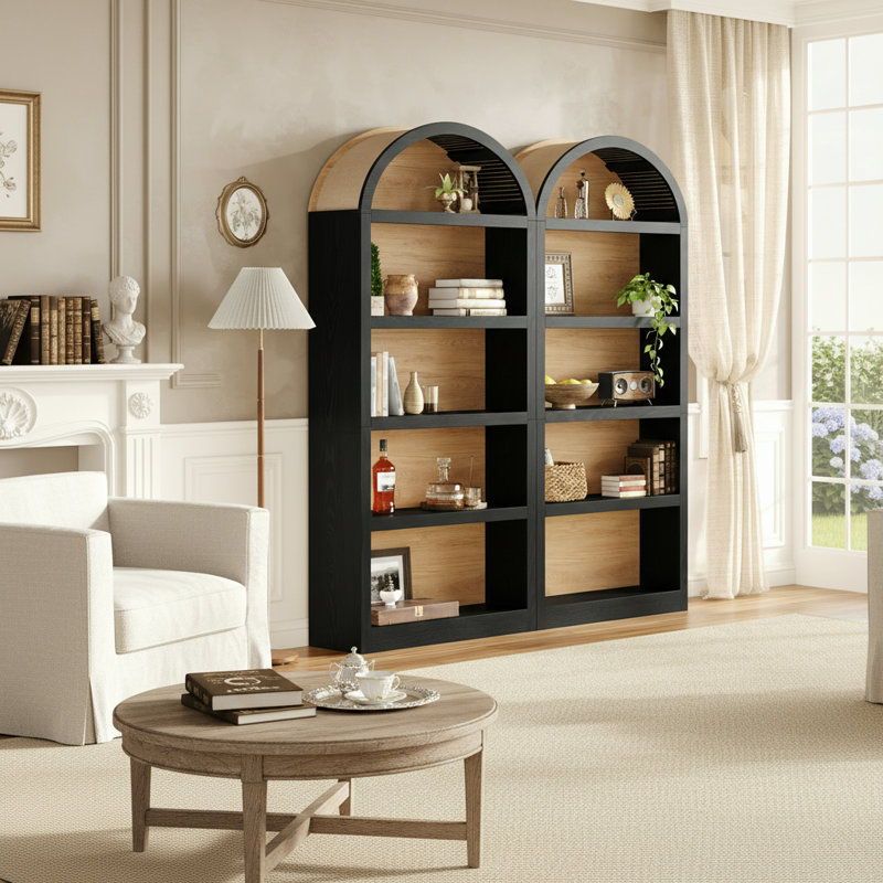 2 Piece 68.8" Tall Bookcase, 5 Tier Floor Standing Bookshelves, Black
