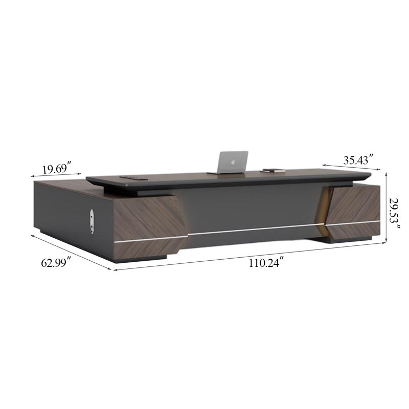 Bureau rectangulaire 110,24 "moderne minimaliste écologique brun, 29.53" H x 110.24" W x 35.43" D
