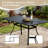 63" Outdoor Patio Dining Table For 6, Rectangular Metal Table With Umbrella Hole, Weather-resistant Slatted Table, Black