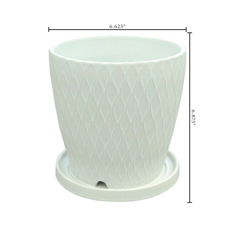 Kamer Ceramic Pot Planter, 7" H x 6.25" W x 6.25" D