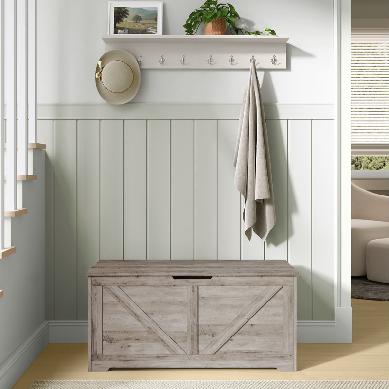 Storage Trunk With 2 Safety Hinges, Gray