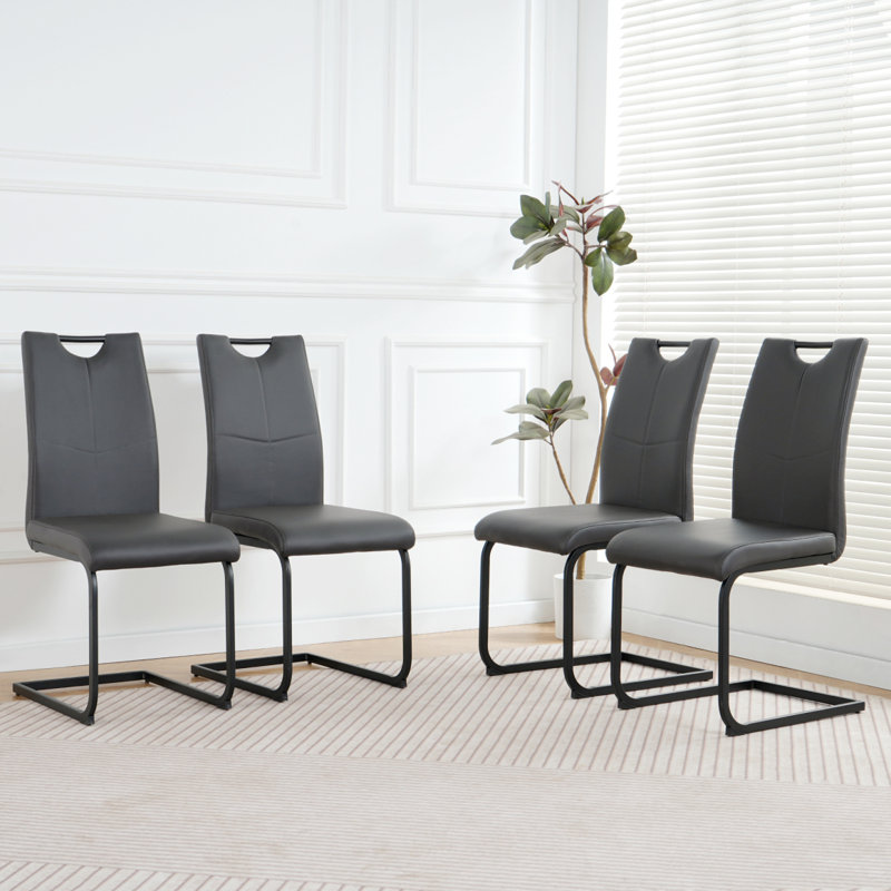  Chaise rembourrée en polyuréthane, Gris, 4, Noir