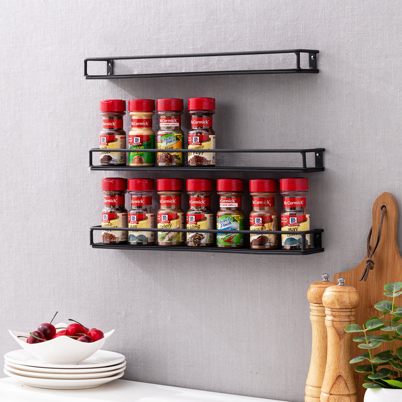 3 Piece Modern Matte Black Spice Rack