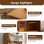 Huche de bureau pliable en bambou de 33 pouces avec armoire de rangement pour petite chambre d'étude, noyer