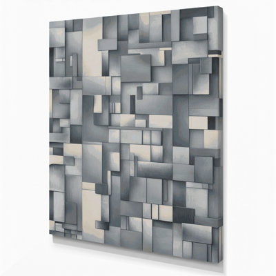 Abstract Shapes 89 Gray Canvas Wall Art