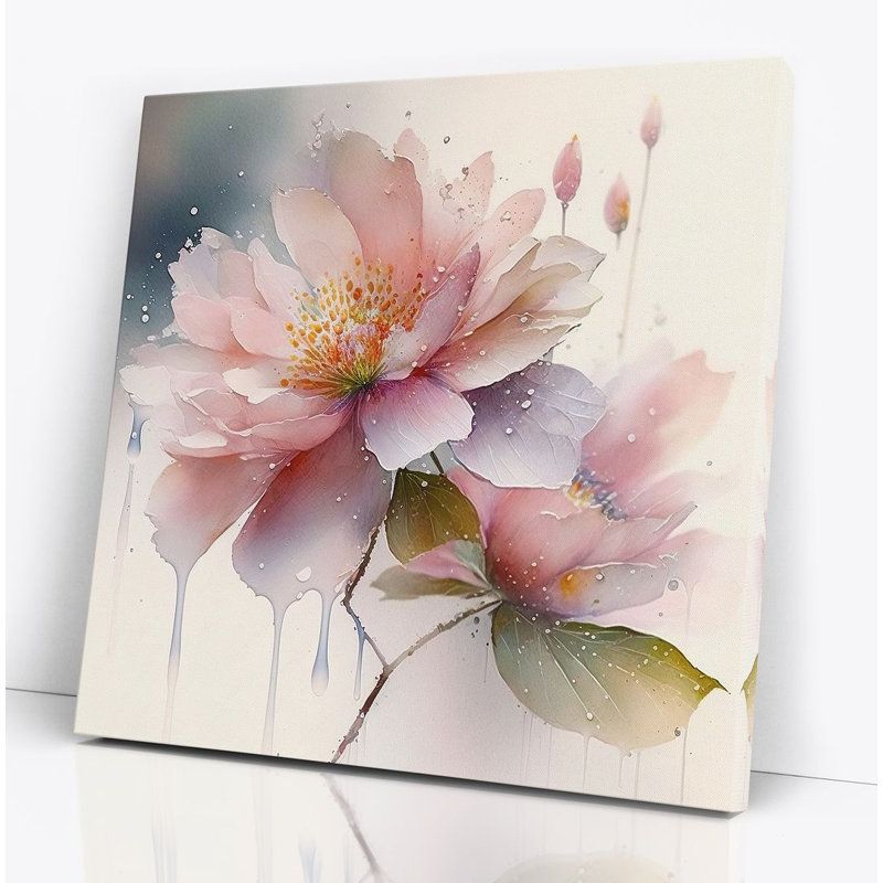 Sakura Cherry Blossom Floral Square Canvas Print Wall Art