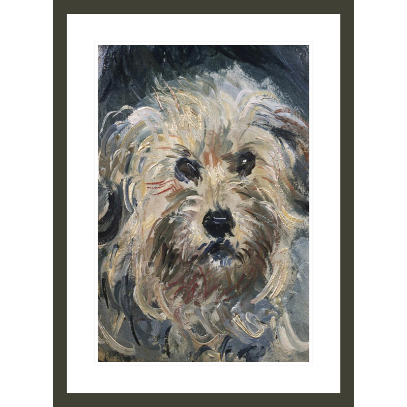 Détail du Yorkshire Terrier d'Eugenie Graff (Madame Paul) par Claude Monet, impression giclée encadrée
