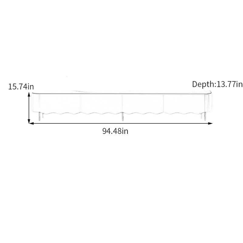 Hollaway, White/Black, 15.74"H x 94.48"L x 13.77"W