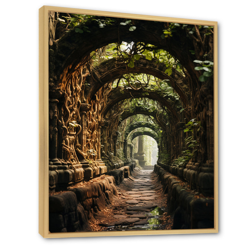 «Green Green Tunnel Enchanted Forest Earthy I», reproduction d'art sur toile, H 20 po x l 12 po x P 1 po