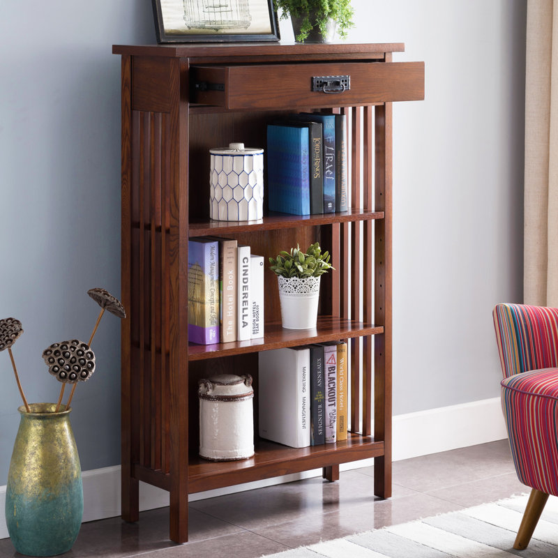Beachley Solid Wood Slatted Bookcase in Mission Oak