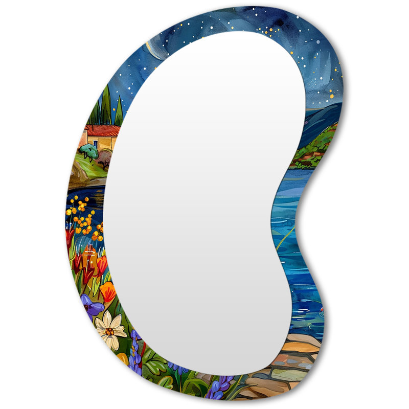 Miroir mural traditionnel irrégulier «Blossoming Spring Flowers», 31 po x 22 po