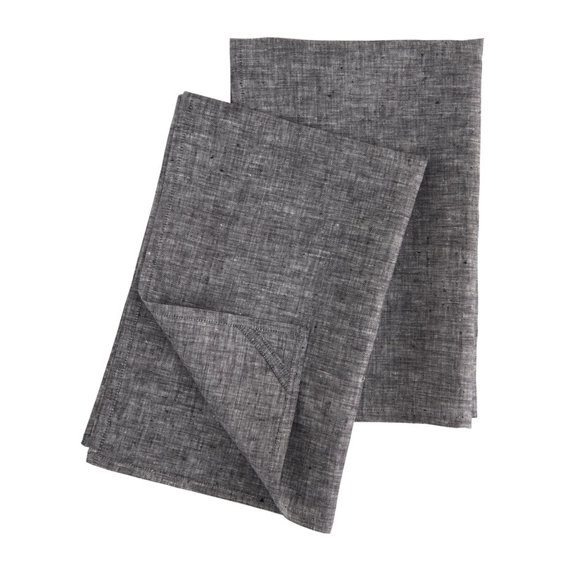 100% Pure Linen Kitchen Towels - Athena, Chambray Black