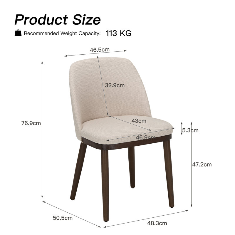 Dayren 47.2cm H Fabric Upholstered Side Chair, Beige