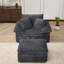 Chaise longue en velours côtelé avec repose-pieds Khalif, sans assemblage-112366078