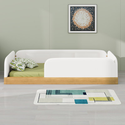 Platform Bed With Upholstered Design, Guardrail