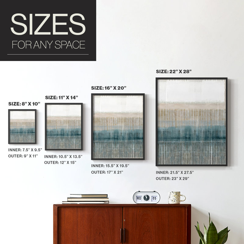 Misty Island I Framed Print - Solid Wood, Black, 15" H x 12" W
