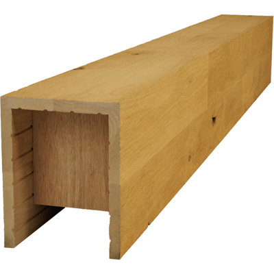 AmeriCraft Wood Wire Brushed Beam, 3-Sided (U-Beam), 5 1/2"W x 5 1/2"H x 192"L, Golden Oak Finish, Stain Grade Knotty Alder