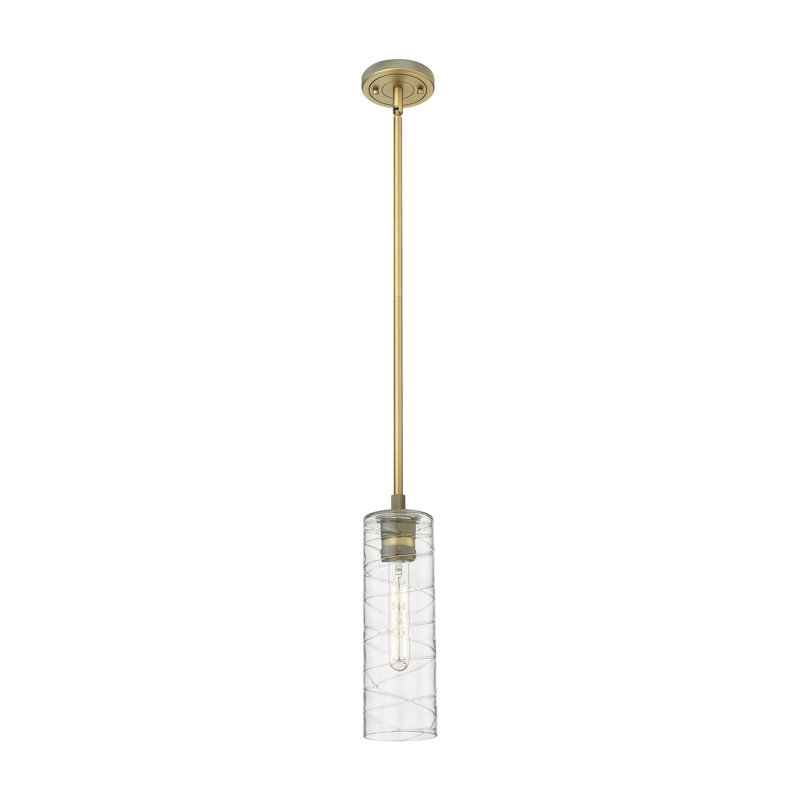 Luminaire suspendu 1 tige Crown Point, Laiton brossé, H 13,25 po x l 4,5 po x P 4,5 po, Tourbillon déco
