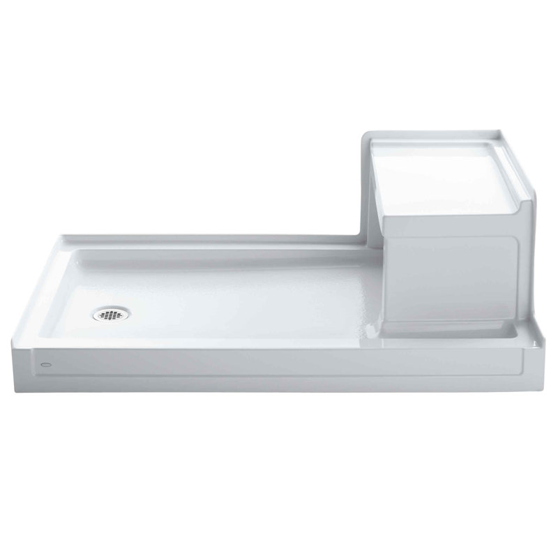 Tresham 60" W x 36" D Single Threshold Shower Base, White