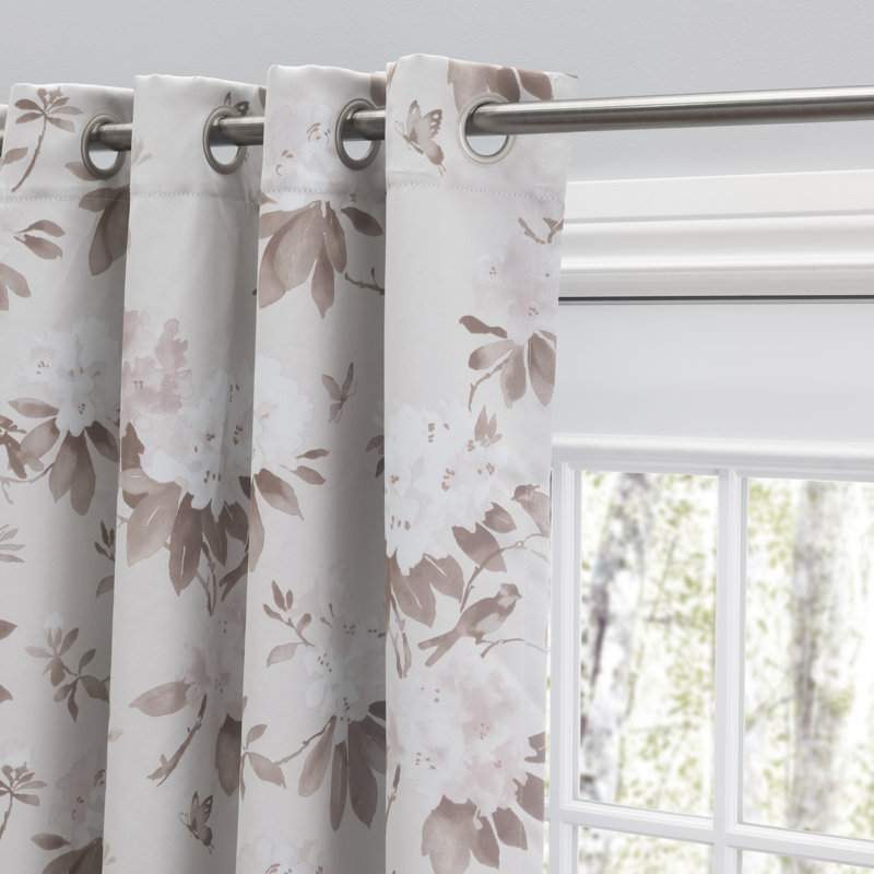 Bicester Elegant Blackout Floral Panel w/ Grommet, Sandstone, 52" W x 84" L