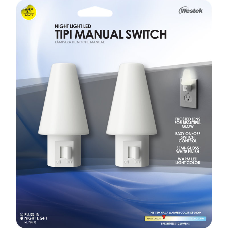 White Frosted LED Plug-in Manual Switch Night Light