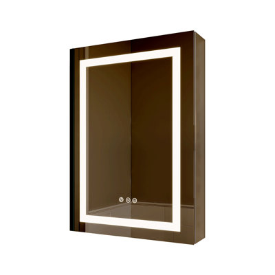 26X20 Inch Bathroom Medicine Cabinet With LED Mirror, Anti-Fog, Waterproof, 3000K~6000K Single Door Lighted Bathroom Cabinet With Touch Swich, Dimmabl -  Ivy Bronx, 2E45B83E06F2418ABE5FFEB9EC1C1199