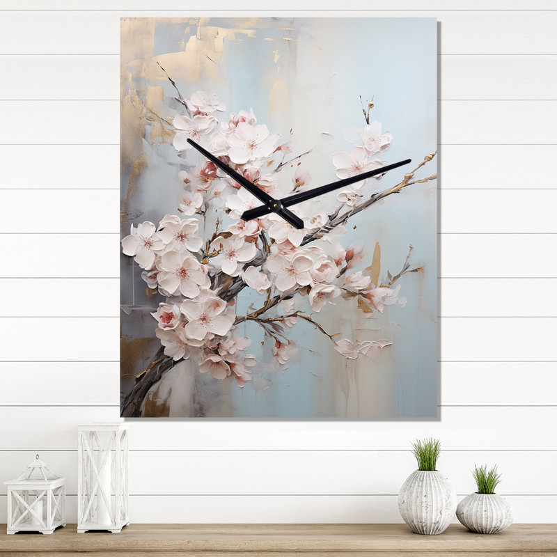 Minimalisme Cherry Blossom I - Horloge murale surdimensionnée Cherry Blossom, Très grand
