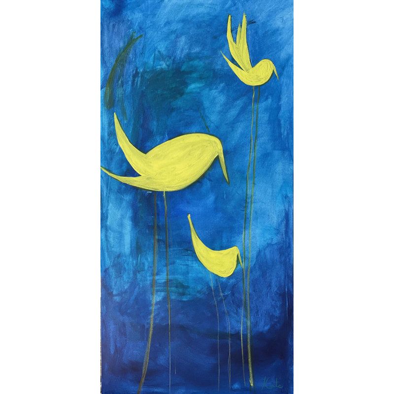 Yellow Birdy Print by Kate Baldock