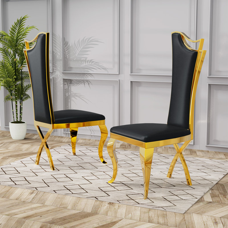 Chaise d'appoint rembourrée Kovanes, Doré, Noir