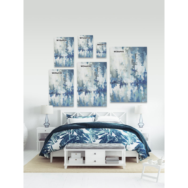 «Ultimate Blue Hues» par Parvez Taj, peinture sur toile tendue, H 45 po x l 30 po x P 1,5 po
