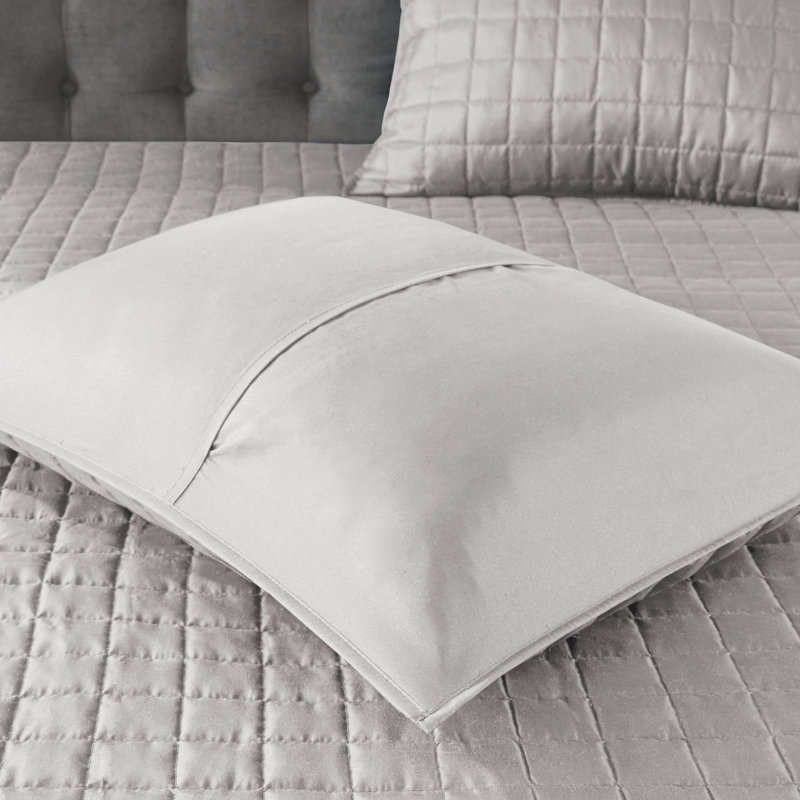 Collection de literie pour lit double / grand lit gris - édredon et taies décoratives en microfibre douce lavable à la machine