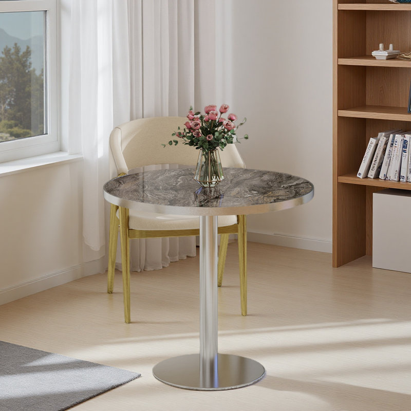 Table bistro ronde 31,5 po, Gris ardoise clair, Argent argent