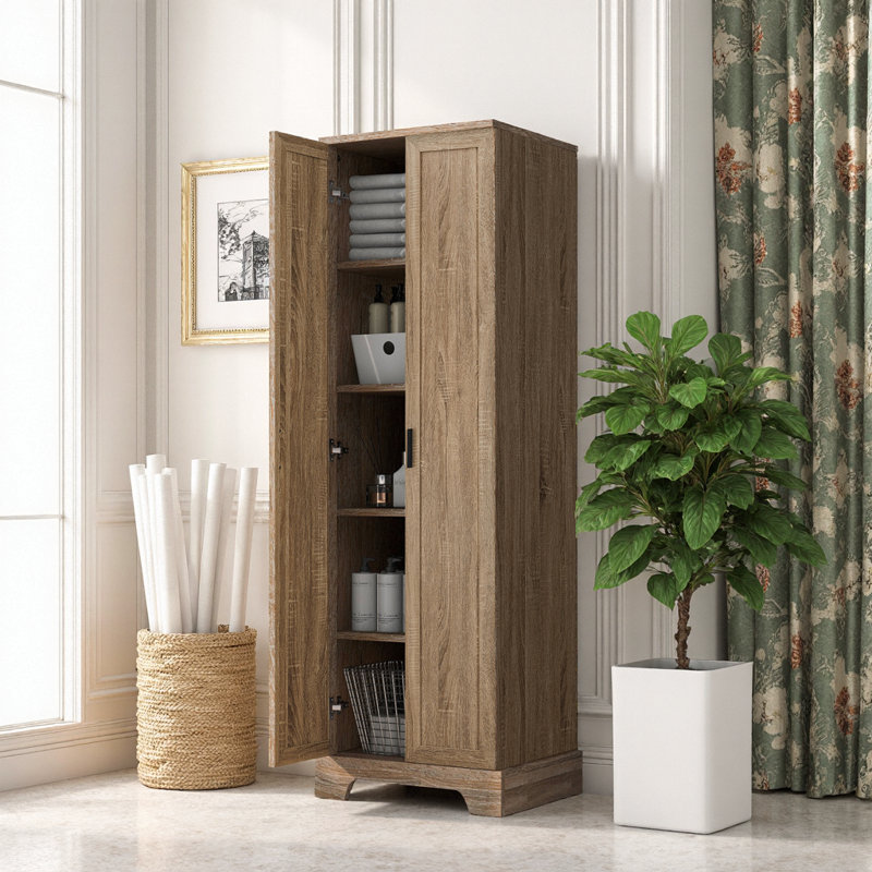 Armoire de rangement de 71 po de hauteur - Conception mince élégante avec deux portes et tablettes réglables pour la salle de bain, le bureau et toutes les pièces